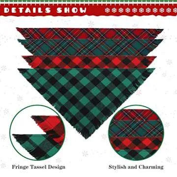 KOOLTAIL Christmas Plaid Dog Bandana Holiday Style 4 Pack
