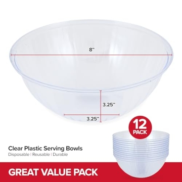 48 oz Clear Plastic Serving Bowls for Parties