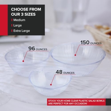 48 oz Clear Plastic Serving Bowls for Parties