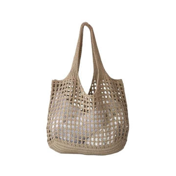 SweatyRocks Women's Large Hollow Out Crochet Mesh Beach Tote Bag