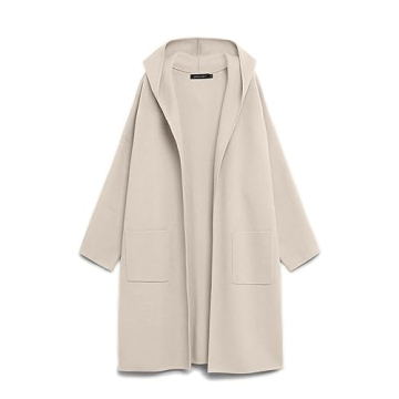 MEROKEETY Long Hooded Cardigan Sweaters for Women Oversized Open Front Coatigan Lady Jacket Coat Poc...