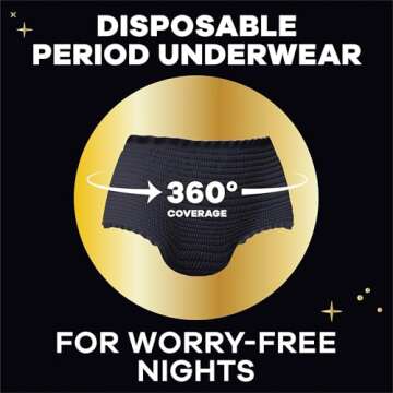 Always ZZZs Overnight Disposable Period Underwear for Women, Size S/M, Black Period Panties, Leakproof, 7 Count, Pack of 2 (14 Count Total)