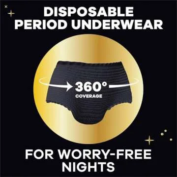 Always ZZZs Overnight Disposable Period Underwear for Women, Size S/M, Black Period Panties, Leakproof, 7 Count, Pack of 2 (14 Count Total)