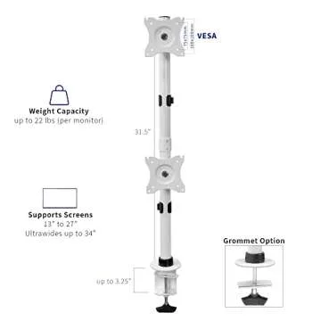 VIVO Dual Monitor Desk Mount Stand with Height Adjustment and VESA Plates for 2 LCD Ultrawide Screen...