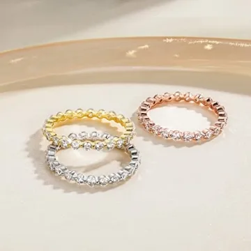 EAMTI 2mm Sterling Silver Stackable Eternity Ring