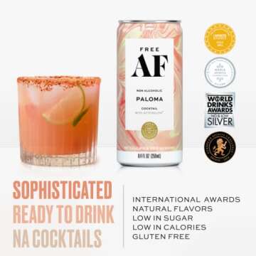 Free AF Non-Alcoholic Bundle Paloma & Vodka Spritz, Ready to Drink Mocktails, Low Calories, 12 Cans ...