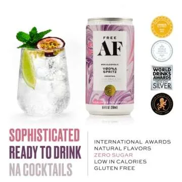 Free AF Non-Alcoholic Bundle Paloma & Vodka Spritz, Ready to Drink Mocktails, Low Calories, 12 Cans per Flavor, 8.4 fl oz each (24 pack)