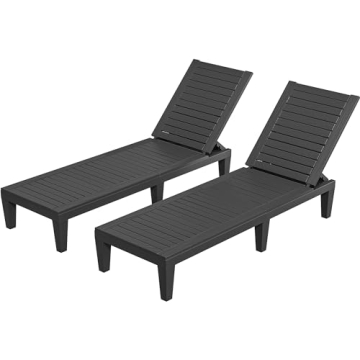 YITAHOME Patio Chaise Lounge Set of 2, Adjustable Outdoor Chaise Lounge with 265lbs Weight Capacity ...
