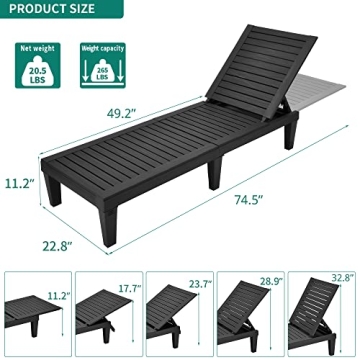 YITAHOME Adjustable Chaise Lounge Set of 2 for Outdoor