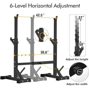 BangTong&Li Squat Rack Stand,Barbell Rack,Bench Press Rack Stand Home Gym Adjustable Weight Rack 550Lbs(Black)