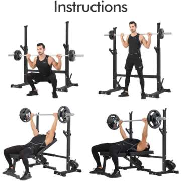 BangTong&Li Squat Rack Stand,Barbell Rack,Bench Press Rack Stand Home Gym Adjustable Weight Rack 550Lbs(Black)
