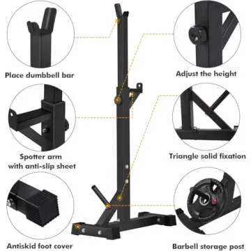 BangTong&Li Squat Rack Stand for Home Gym Adjustable Weight Rack