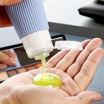 Mrsdry Travel Bottles for Toiletries, Tsa Approved 3oz Portable Travel Bottles, BPA Free Leak Proof Squeezable Silicone Travel Size Containers, Travel Accessories with Clear Toiletry Bag (4 Pack)