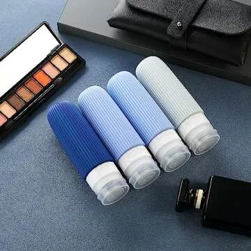 Mrsdry Travel Bottles for Toiletries, Tsa Approved 3oz Portable Travel Bottles, BPA Free Leak Proof Squeezable Silicone Travel Size Containers, Travel Accessories with Clear Toiletry Bag (4 Pack)