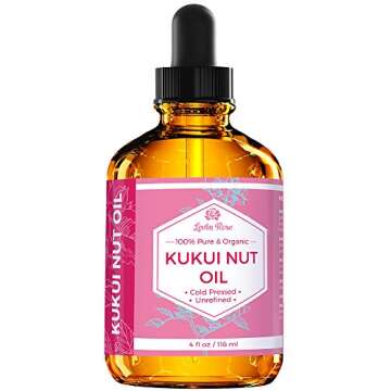 Leven Rose Kukui Nut Oil 4 oz – Cold-Pressed and Unrefined Hair & Face Moisturizer with Dropper ?...