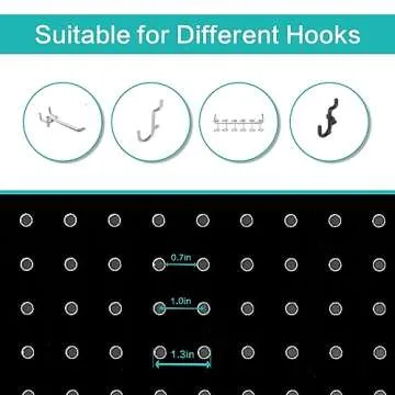 Babion 4 Panel Pegboard Display, Peg Board Room Divider Pegboard Freestanding Folding Privacy Screens Pegboard Display Stand for Craft Shows (Black)