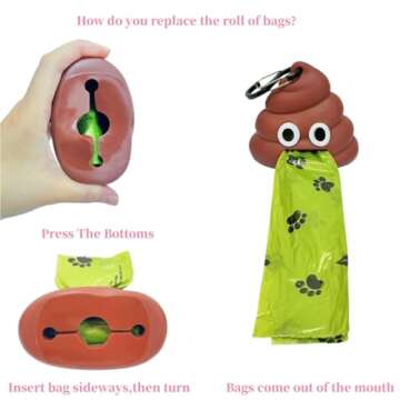 LZSOMPK Funny Dog Poop Bag Holder for Leash Sturdy Dog Poop Bag Dispenser Includes 1 Roll 15 Bags