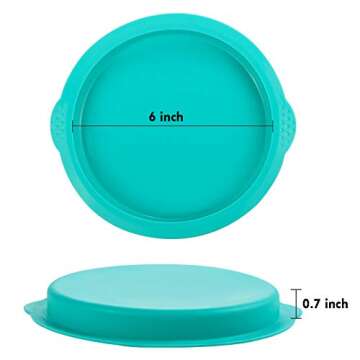 Webake Layer Cake Pans Set, 6 Inch Round Rainbow Cake Baking Pans, Silicone Cake Mold for Jumbo Whoopie Pie Cake Vegetable Pancakes Taco Shells Pizza Crust Omelet Frittata, and Resin Craft (Set of 5)