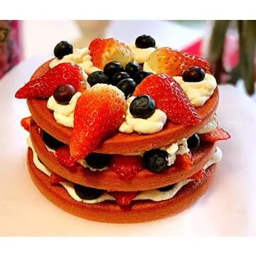 Webake Layer Cake Pans Set, 6 Inch Round Rainbow Cake Baking Pans, Silicone Cake Mold for Jumbo Whoopie Pie Cake Vegetable Pancakes Taco Shells Pizza Crust Omelet Frittata, and Resin Craft (Set of 5)