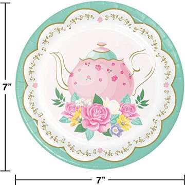 Floral Tea Party Supplies Set for 16 Guests with Guide