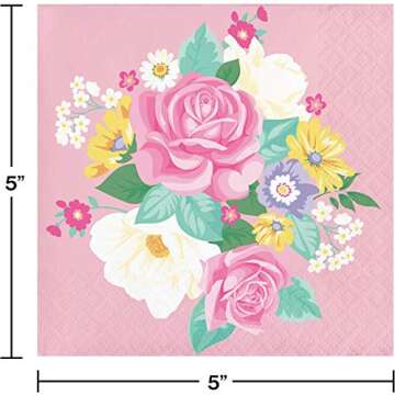 Floral Tea Party Supplies Set for 16 Guests with Guide