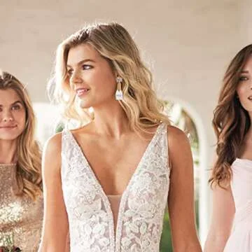 Handmade Bride Earrings for Bachelorette - Bride To Be Gifts for Bachelorette Beaded Earrings For Bachelorette Party Outfit Bride Accessories (Gold)