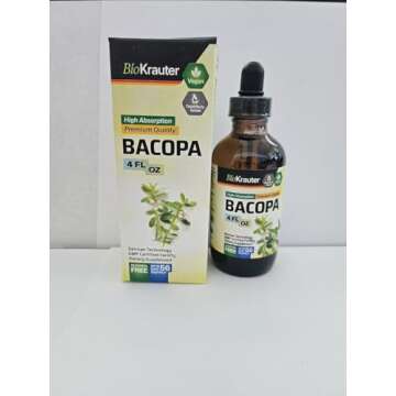 BIO KRAUTER Bacopa Monnieri Supplement Liquid - Brain Support Brahmi - Alcohol & Sugar Free Liquid B...