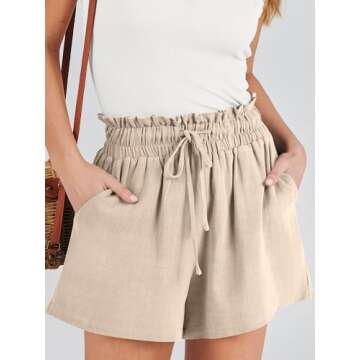 Stylish ANRABESS High Waisted Linen Beach Shorts