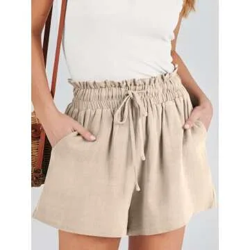 Stylish ANRABESS High Waisted Linen Beach Shorts