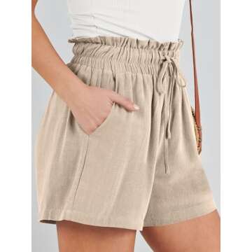 Stylish ANRABESS High Waisted Linen Beach Shorts