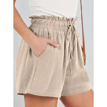 Stylish ANRABESS High Waisted Linen Beach Shorts