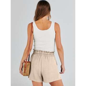 Stylish ANRABESS High Waisted Linen Beach Shorts