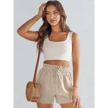 Stylish ANRABESS High Waisted Linen Beach Shorts