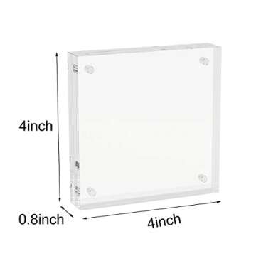 AITEE 4x4 Acrylic Picture Frames 6 Pack, 20% Thicker Block, Clear Picture Frames Freestanding Double...