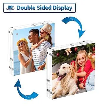AITEE 4x4 Acrylic Picture Frames 6 Pack, 20% Thicker Block, Clear Picture Frames Freestanding Double Sided Magnetic Acrylic Lucite Frameless Transparent Square Frame Gift for Desktop Display