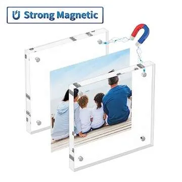 AITEE 4x4 Acrylic Picture Frames 6 Pack, 20% Thicker Block, Clear Picture Frames Freestanding Double Sided Magnetic Acrylic Lucite Frameless Transparent Square Frame Gift for Desktop Display