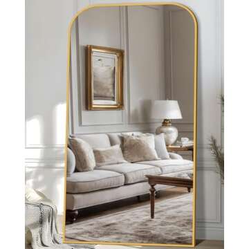 Antok Full Length Mirror, 81"x41" Floor Mirror Freestanding, Arched Floor Standing Large Mirror Full...