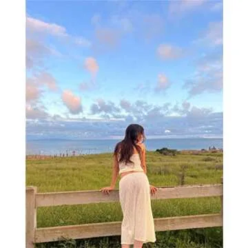 Zempertoopa Women Sexy Y2K Maxi Skirt Set Strapless Bodycon Lace Tube Top See Through 2 Piece Outfits Summer Party Wear Dress (A-White, M)