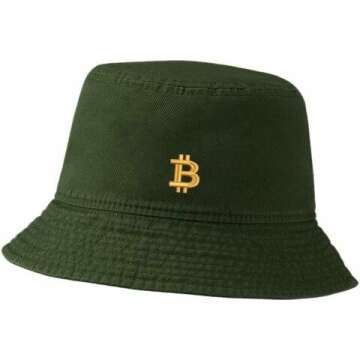 Unisex Bucket Hat - Bitcoin BTC Embroidered Fishing Hat for Outdoor Use