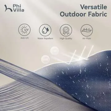 PHI VILLA 13ft Outdoor Market Umbrella Double-Sided Twin Large Patio Umbrella with Crank, Navy Blue