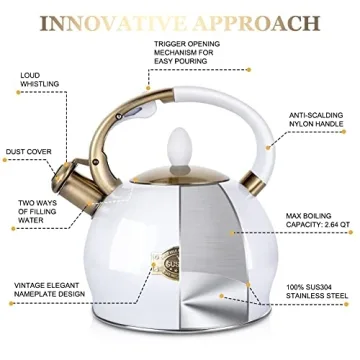 SUSTEAS Whistling Tea Kettle for Safe Boiling & Style