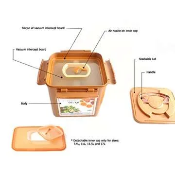 e-jen Premium Kimchi, Sauerkraut Container Probiotic Fermentation with Inner Vacuum Lid (Earthenware Brown, 1.3 gal/ 5.2L)