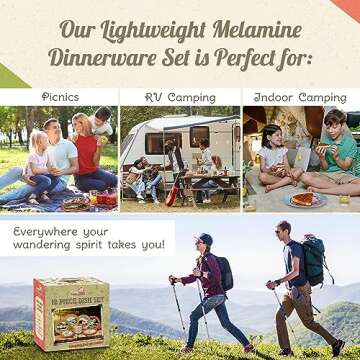 Melamine Plates & Bowls Set - 12-Piece Dish Set for Indoor & Outdoor Dining - BPA Free, Top Shelf Dishwasher Suitable Dinnerware Set - Sturdy Melamine Dinnerware Sets - Camping Dishes by Camp Casual