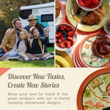 Melamine Plates & Bowls Set - 12-Piece Dish Set for Indoor & Outdoor Dining - BPA Free, Top Shelf Dishwasher Suitable Dinnerware Set - Sturdy Melamine Dinnerware Sets - Camping Dishes by Camp Casual