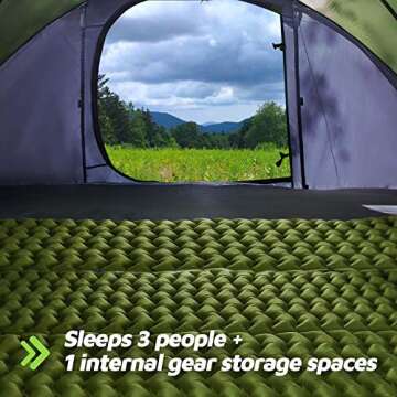 4 Person Easy Pop Up Tent, 9.5"x6.6"x52", Waterproof Automatic Setup Tent, 2 Doors - Instant Family ...