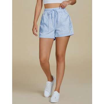 Luvamia Beach Shorts – Trendy High Waisted Summer Shorts for Women in Stripes
