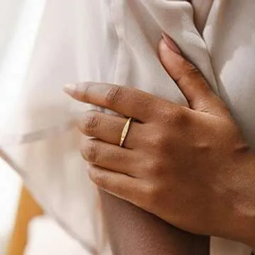 NOKMIT 14K Gold Filled Slim Signet Ring for Women