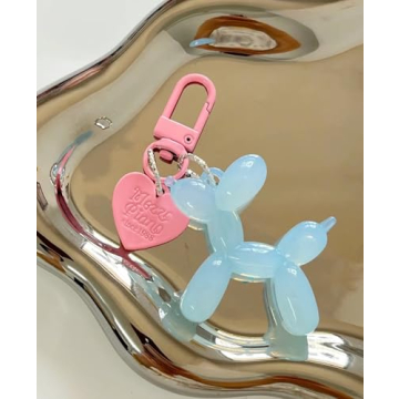 LAEKOU Cute Jelly Balloon Dog Keychain for Bags