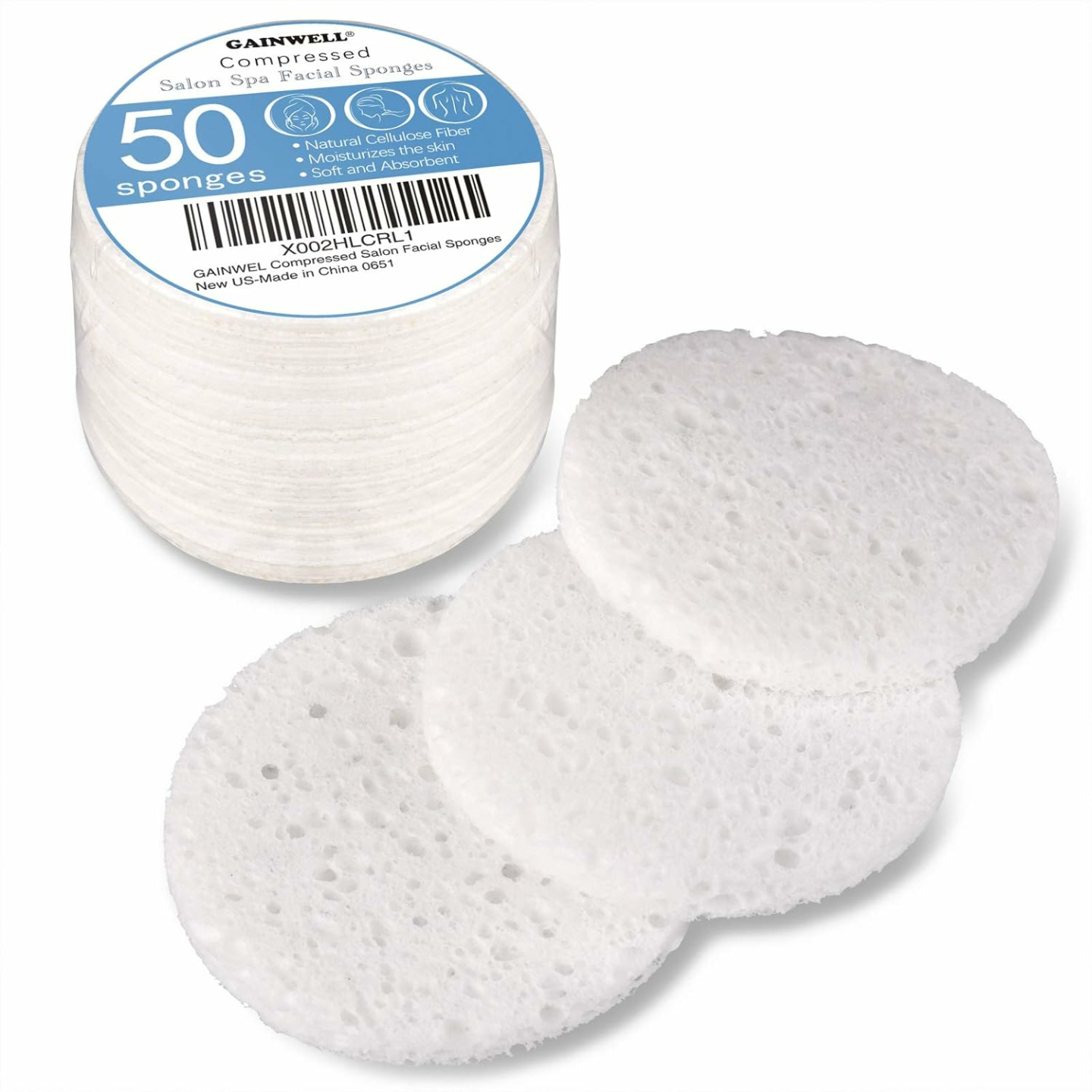 Compressed Facial Sponges - 50 Count Natural
