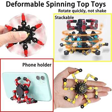 4 Pack Transformable Fidget Spinner Fidget Toys Set, Fidget Spinner Transformable,Sensory Fidget Toys Stress Relief and Anti Anxiety Toys for Kids and Adults Gift for Christmas Birthday Party Favor